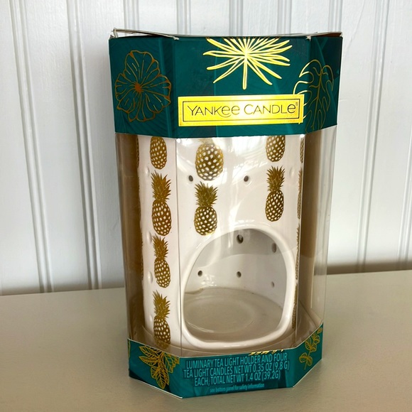 NWOT Yankee Candle Luminary Tea Light Ceramic Holder & 4 Tea Light Candles - Picture 11 of 12